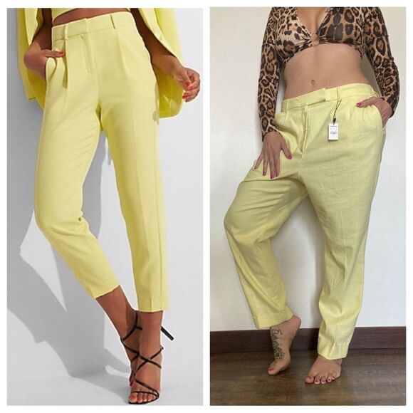 Express Pants Super High Rise Yellow Large Stretch NEW Vibrant - Picture 1 of 11